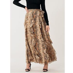 NWT Diane von Furstenberg Salona Python Kola Ruffle Wrap Maxi Silk Skirt Size 6